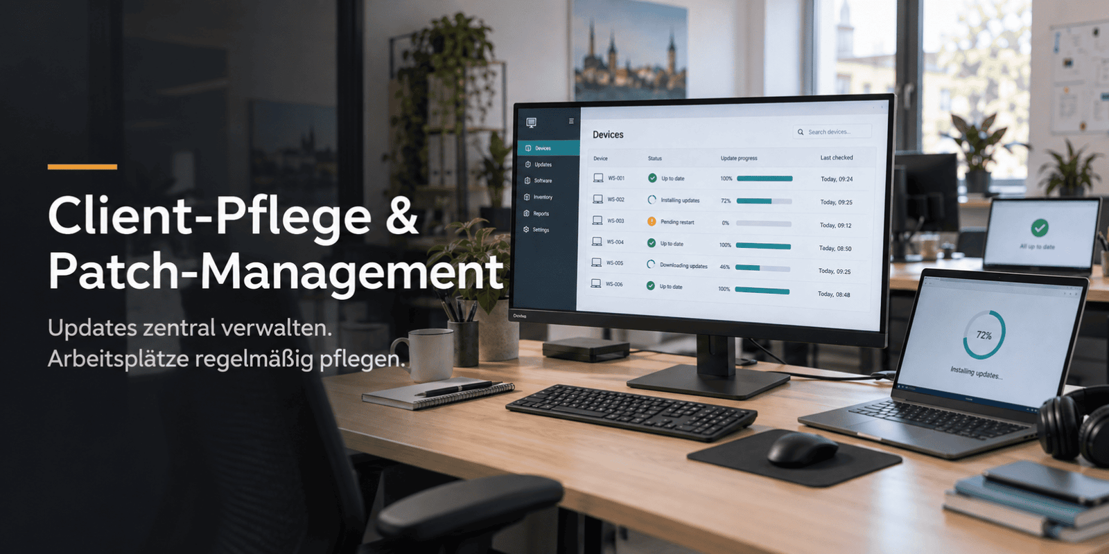 Patch Management für Unternehmen und Client-Pflege : Windows- und Software-Updates zentral verwalten, automatisieren und den Patch-Stand zuverlässig überwachen.