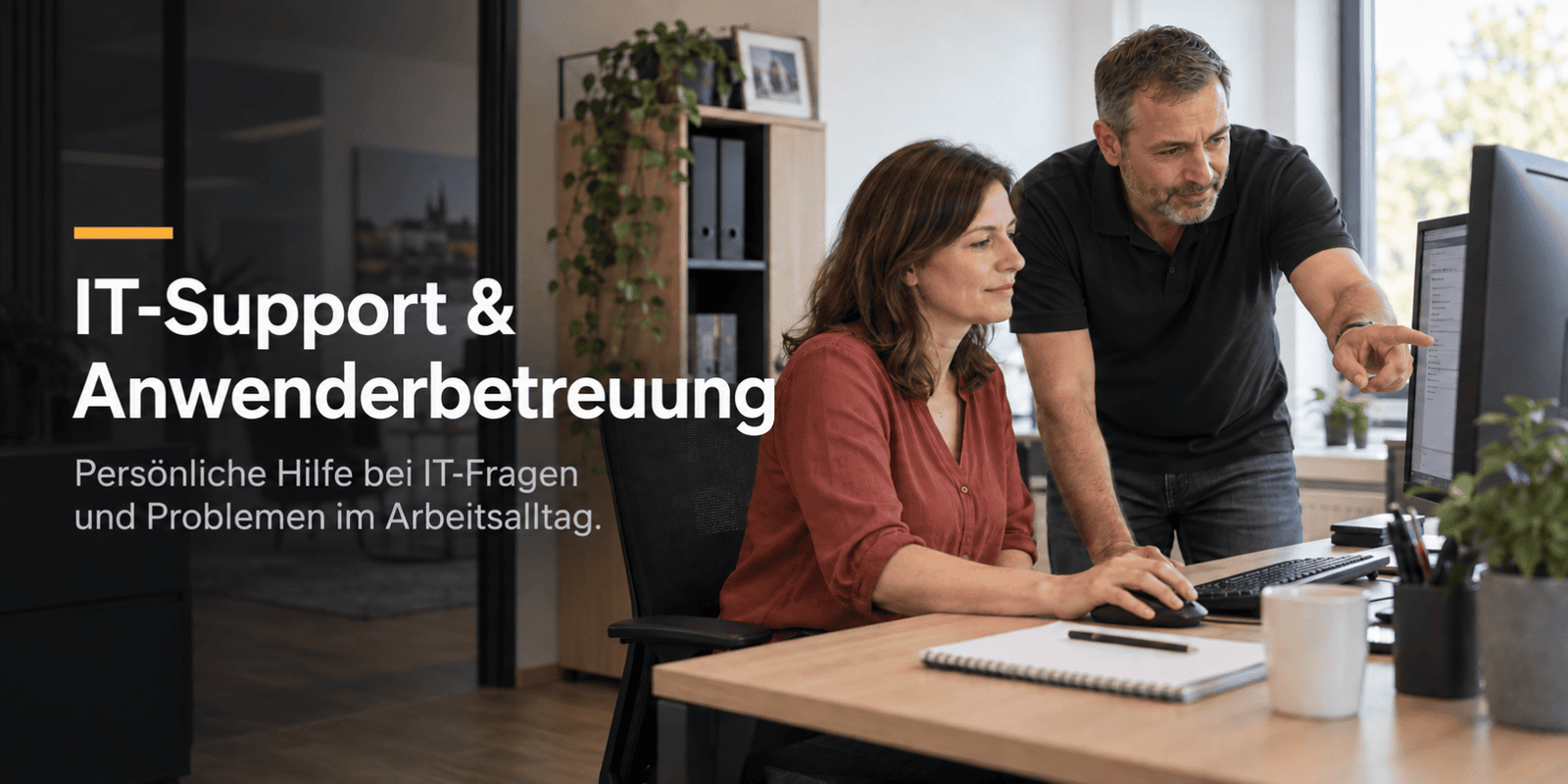 IT-Support für Unternehmen: schnelle Hilfe per Fernwartung, zentrale Ticketbearbeitung und persönliche Anwenderbetreuung für Ihre Mitarbeiter.